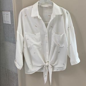 Lush Dandelion white button down blouse